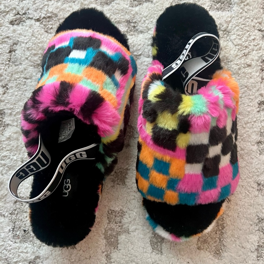 UGG Multicolor Fuzzy Slippers